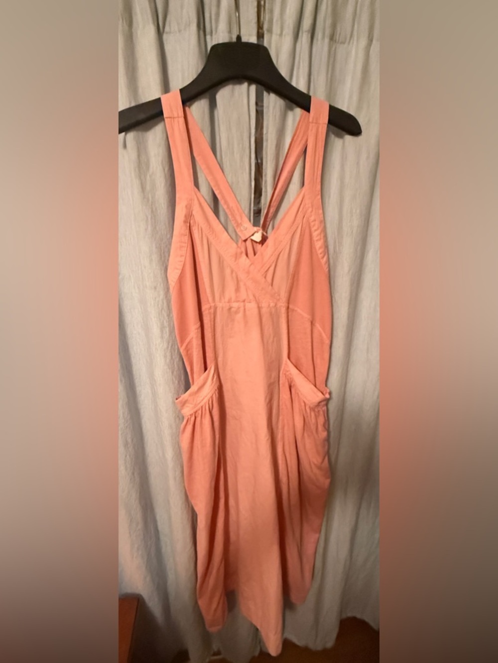 Sleeveless Peach V-Neck Casual Summer Dress